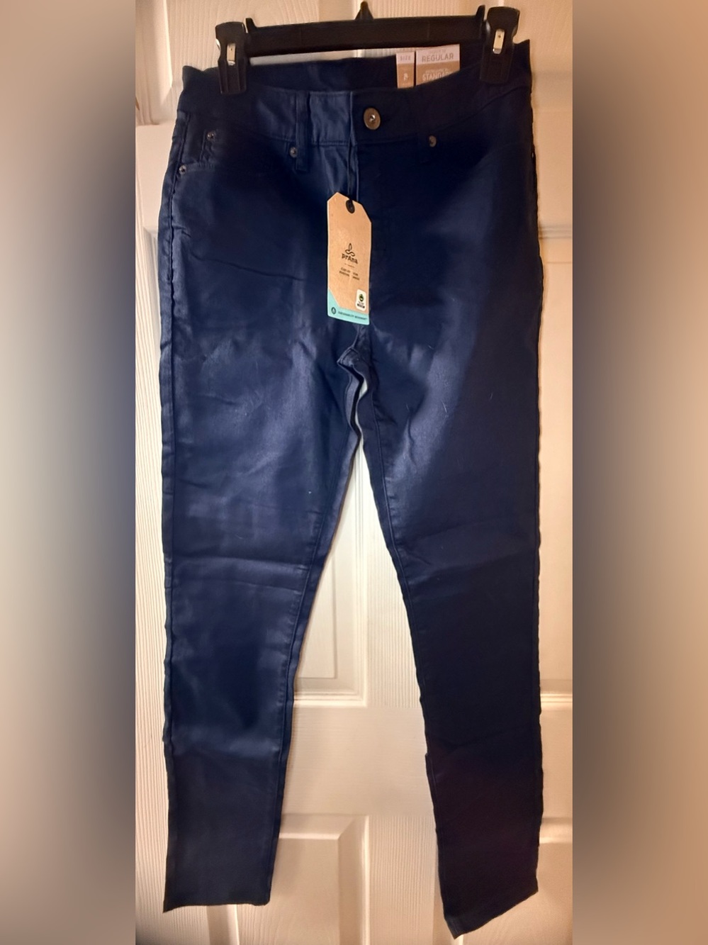 Prana Navy Coated Skinny Jeans